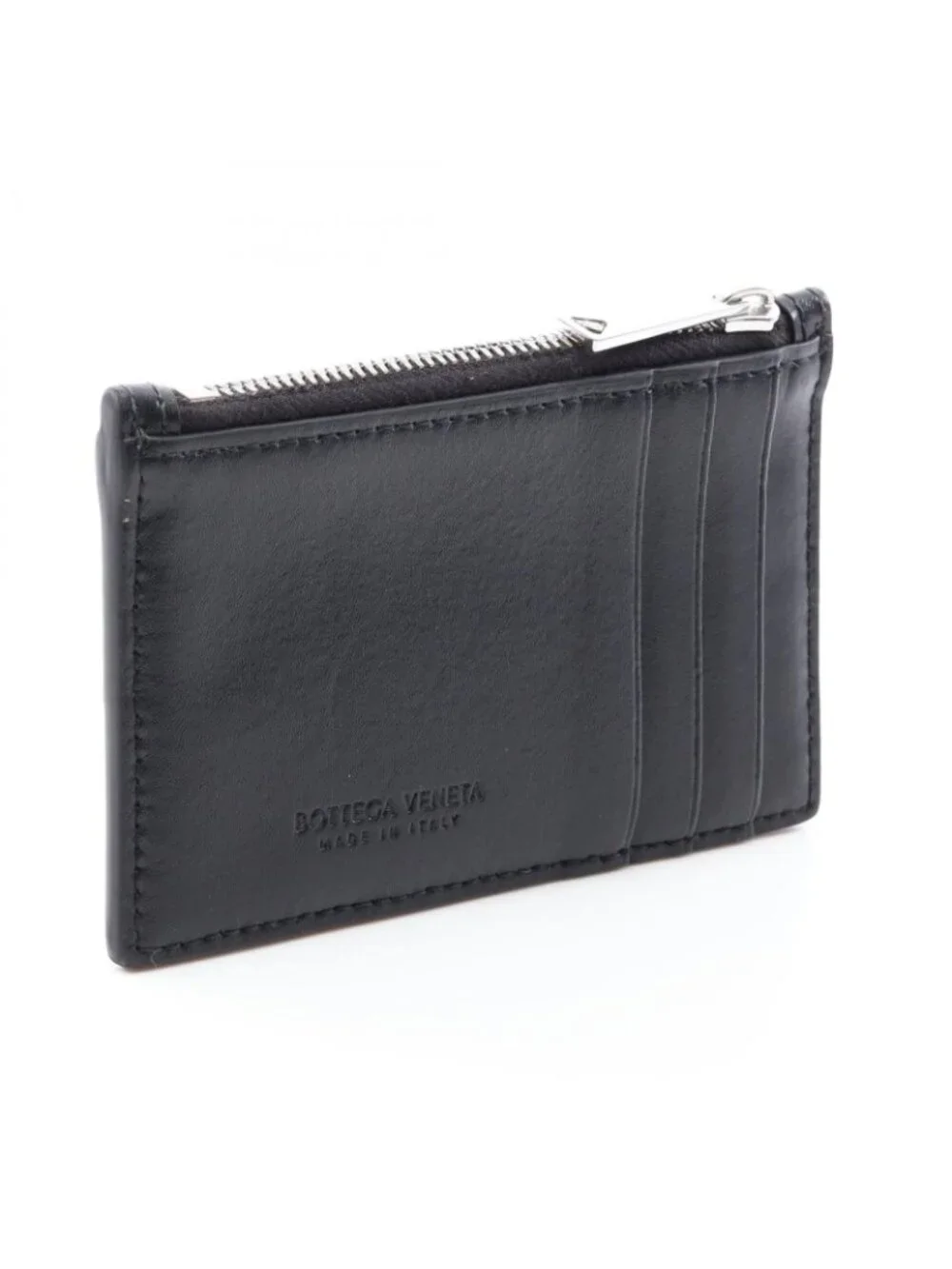 Bottega Veneta Coin Case Cassette Card Black Leather